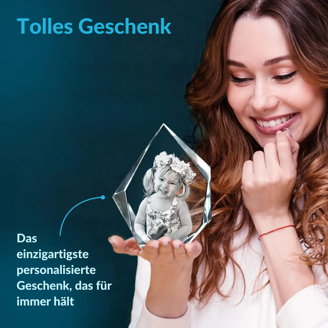 Personalisierte 2D/3D Edelsteinform Kristall Erinnerung mit Laser Gravur