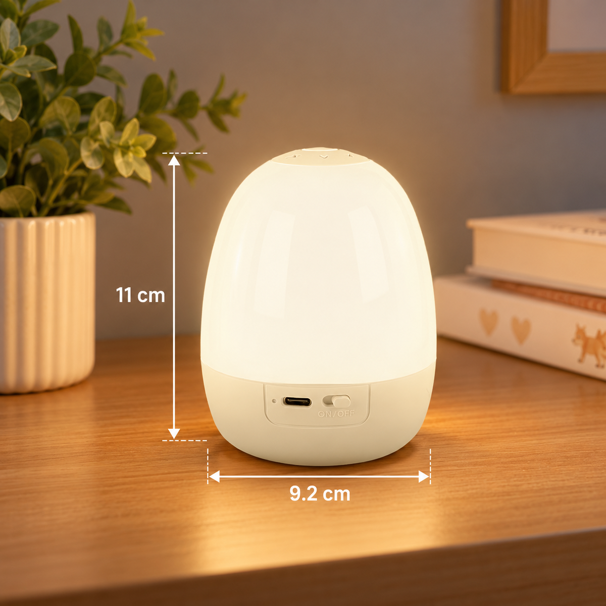 Ei-förmiges LED Nachtlicht aus Silikon – Touch-Dimmbar