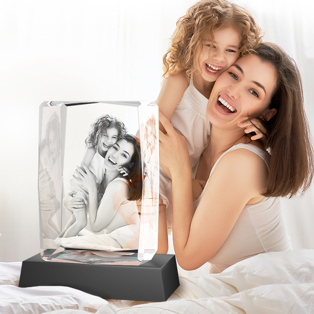 Personalisierte 2D/3D Kristall Erinnerung in Quader Form mit Laser Gravur