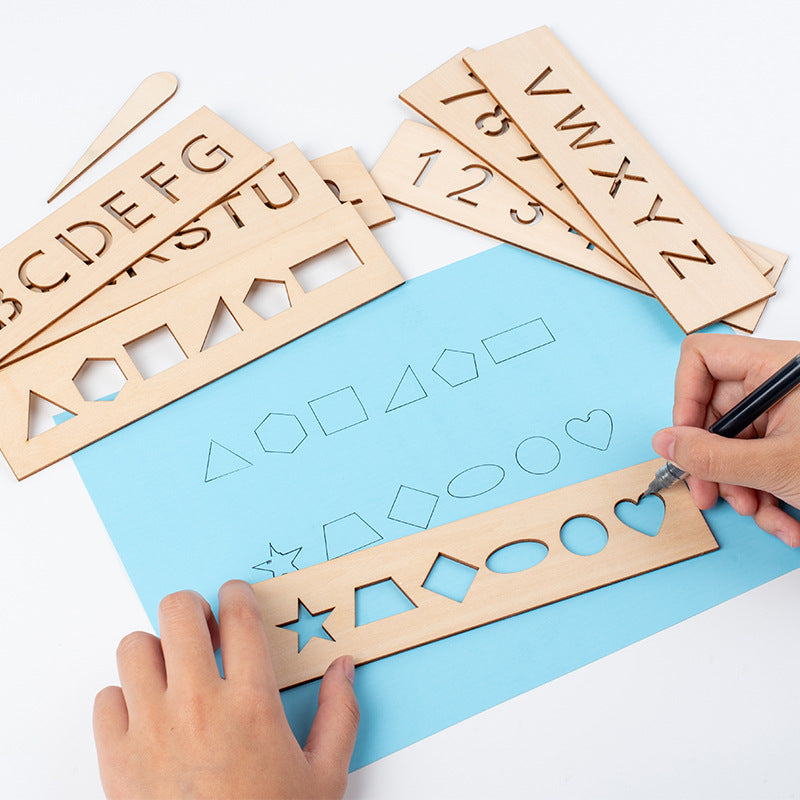 Hölzerne Buchstaben und Zahlen Vorlagen zum Schreiben Lernen