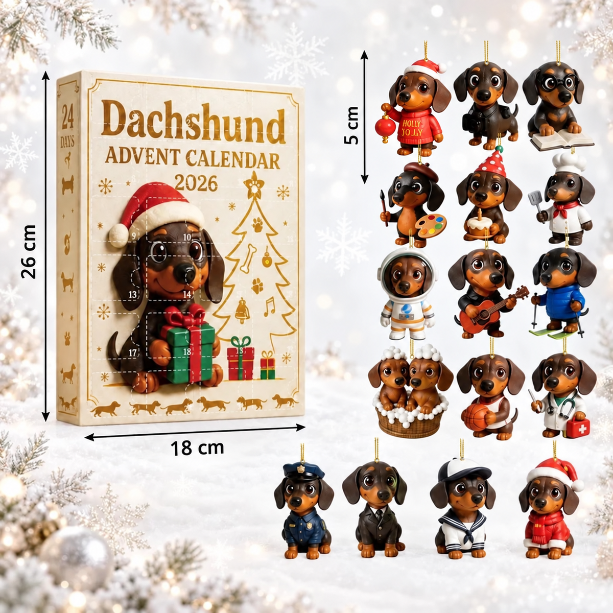 24-Tage Dackel-Adventskalender mit Überraschungsfiguren