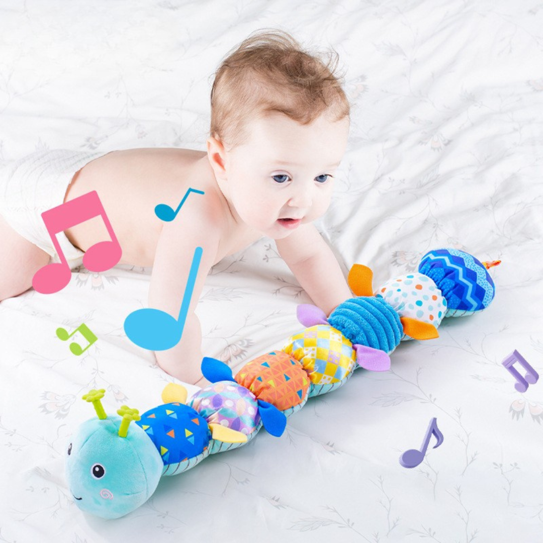 Sensorische Plüsch Rassel und Musik Raupe