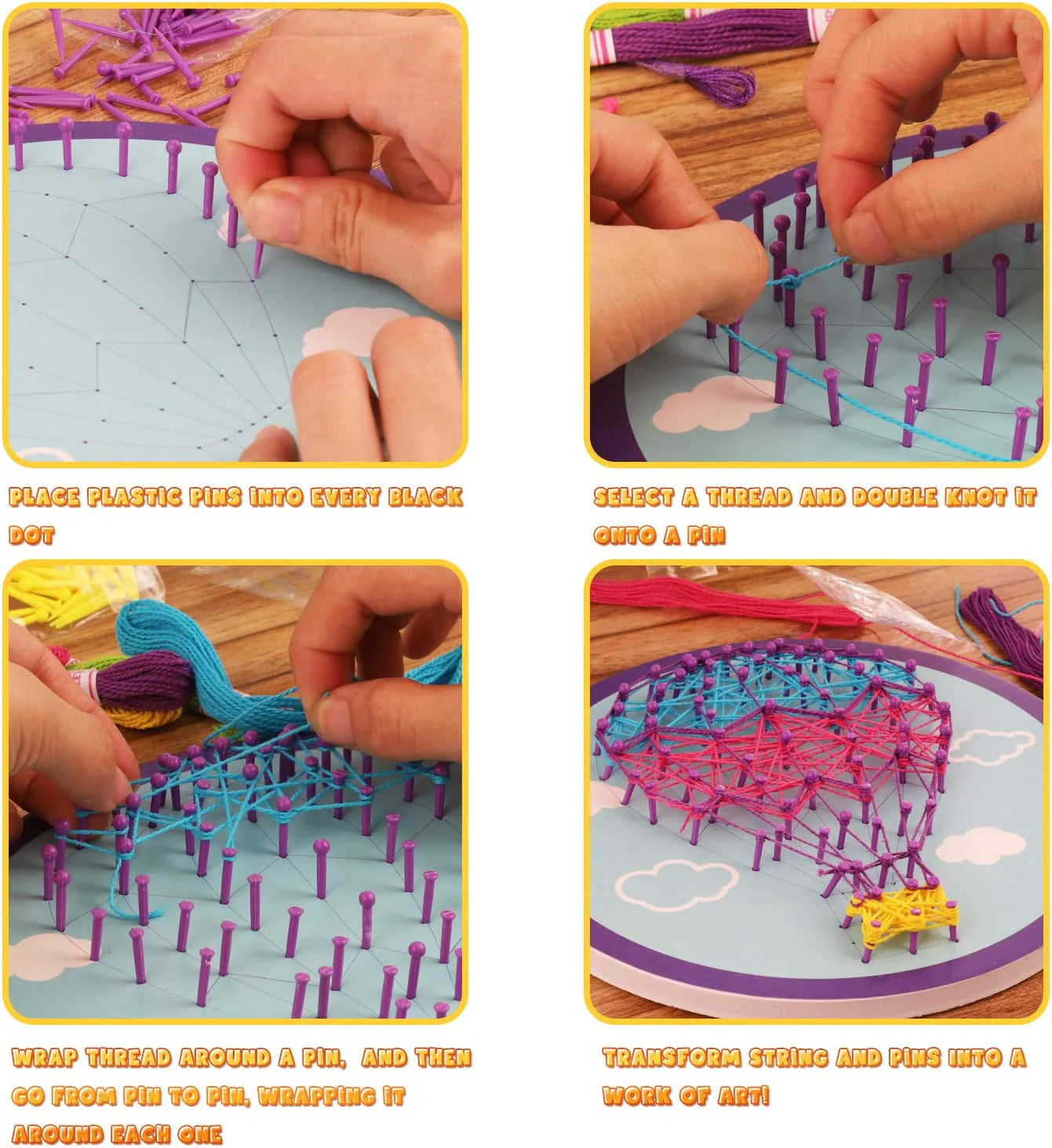 String Art Bastelset – Farbenfrohe Kreationen mit Schnur