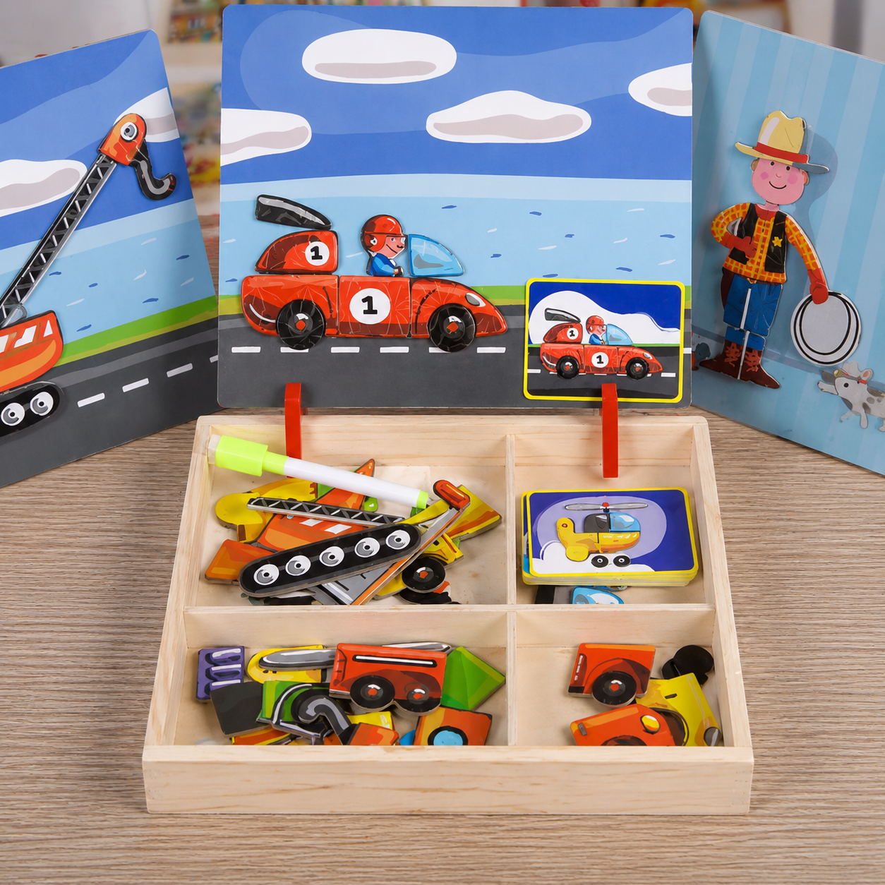 Magnetisches Holz-Anzieh- und Zuordnungsspiel – Kreatives Lernspielzeug