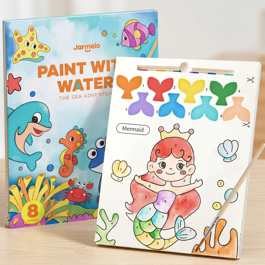 Aquarell-Malbuch mit Pinsel – Sauberer Malspaß nur mit Wasser