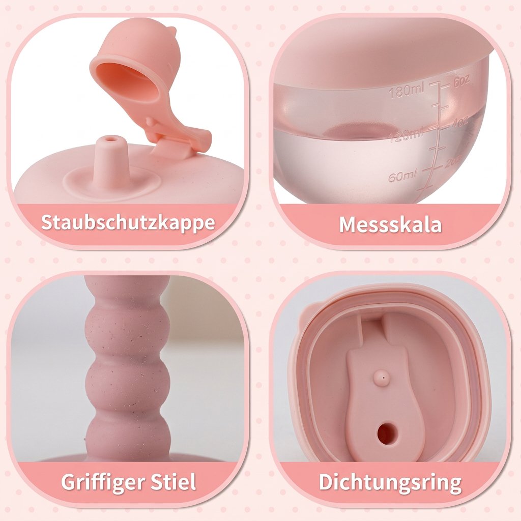 Auslaufsicherer Baby-Trinklernbecher mit Strohhalm