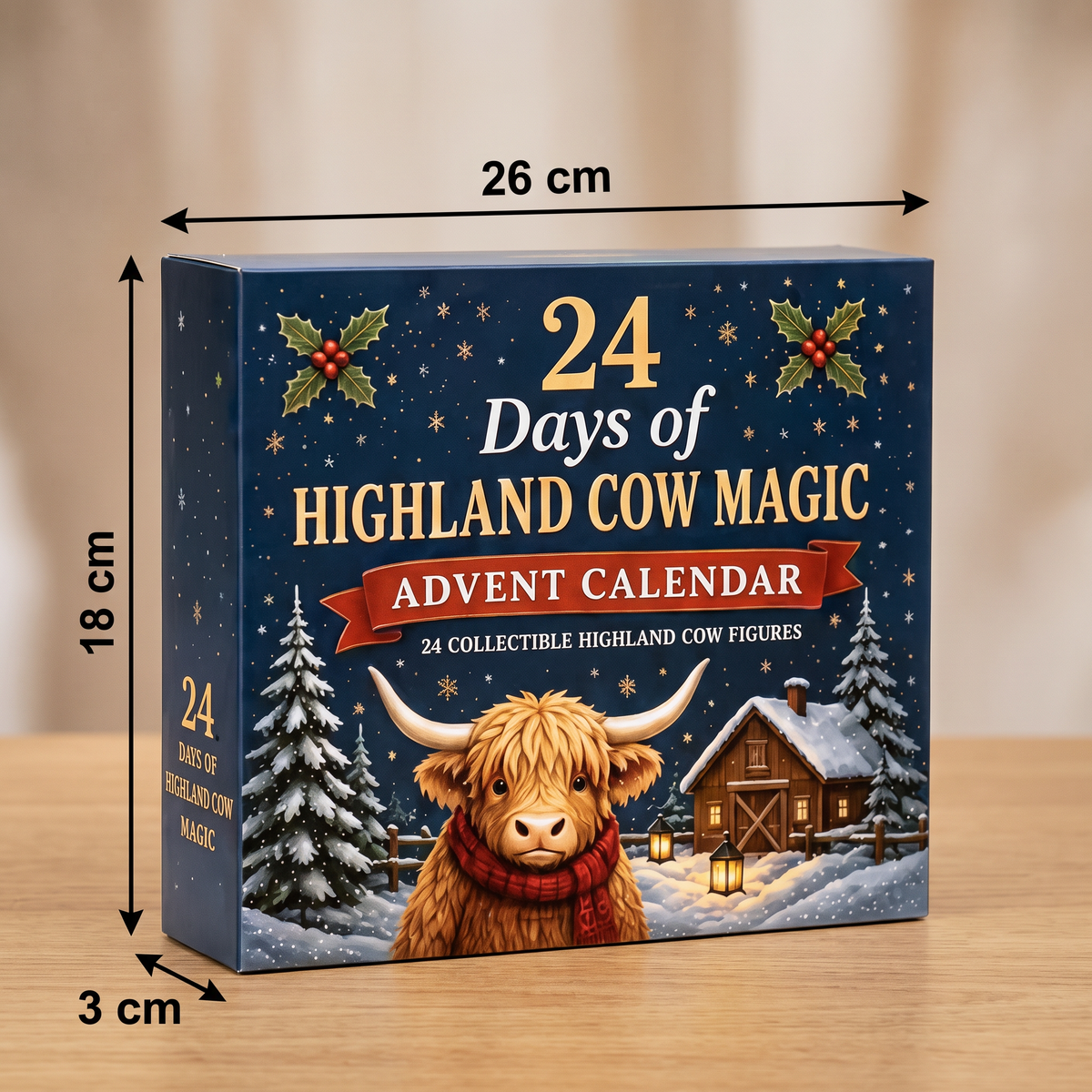 24-Tage-Adventskalender mit Highland-Rindern als sammelbare Mini-Figuren