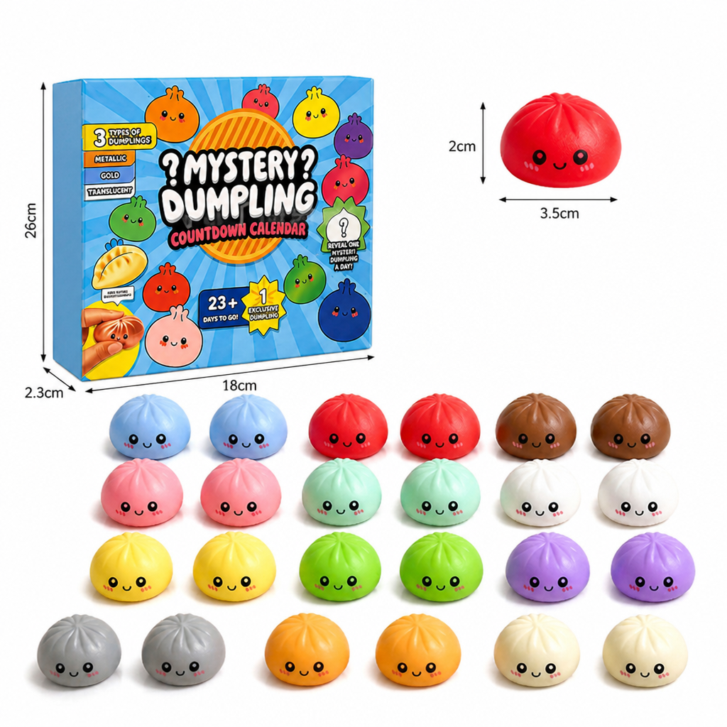 Dumpling-Squishy-Adventskalender mit geheimnisvollen Fidget-Überraschungen