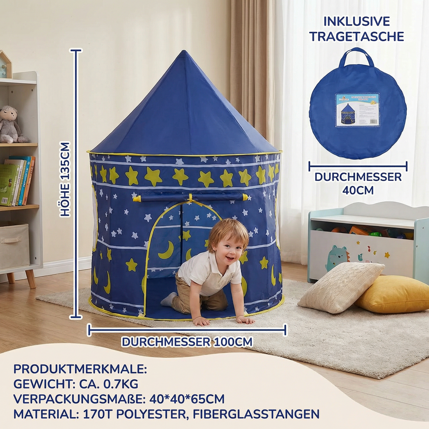 Outdoor & Indoor Sternenhimmel Kinder-Spielzelt – Magisches Schloss für kleine Abenteurer