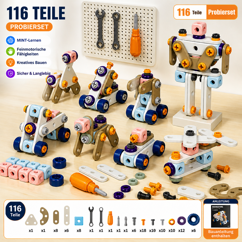 DIY-Werkzeugset für Kinder mit elektrischem Bohrer – MINT-Bauset