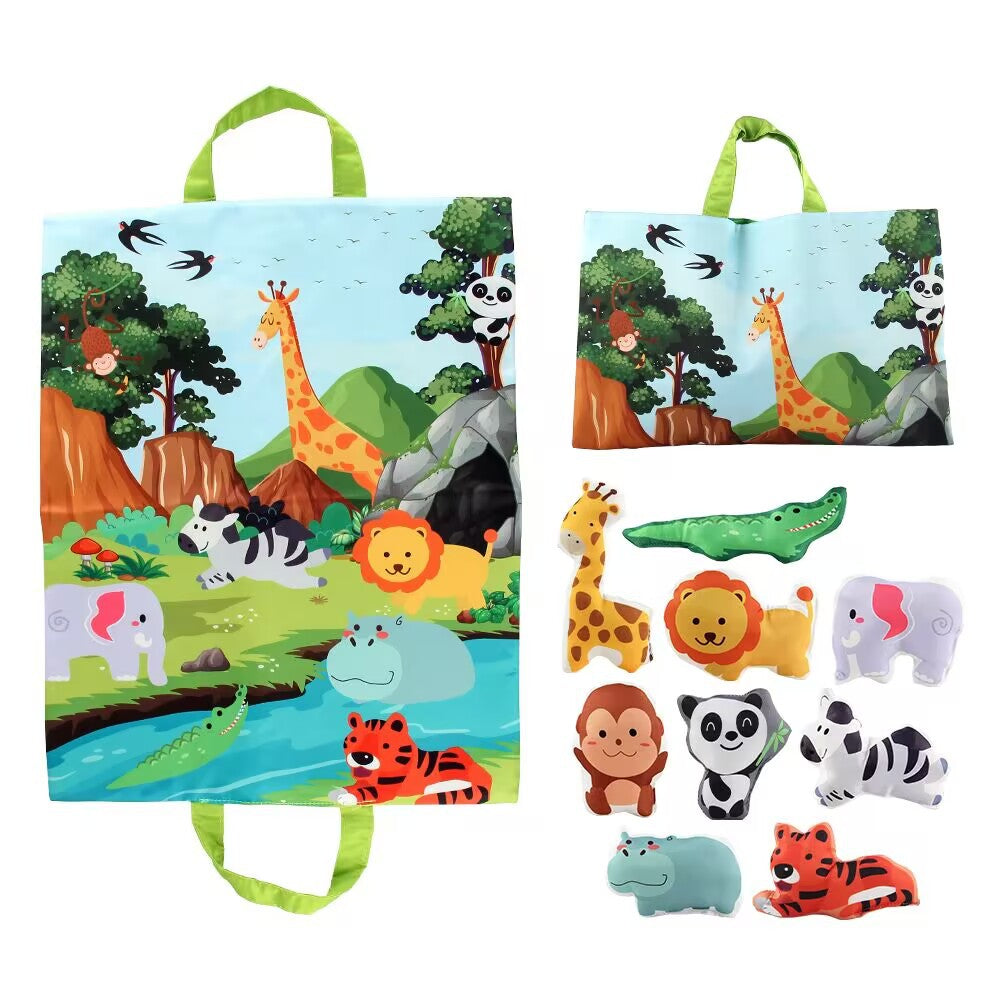 2in1 Sensorische Plüsch Spielzeug Autos mit Straßenmatte und Tasche für Unterwegs
