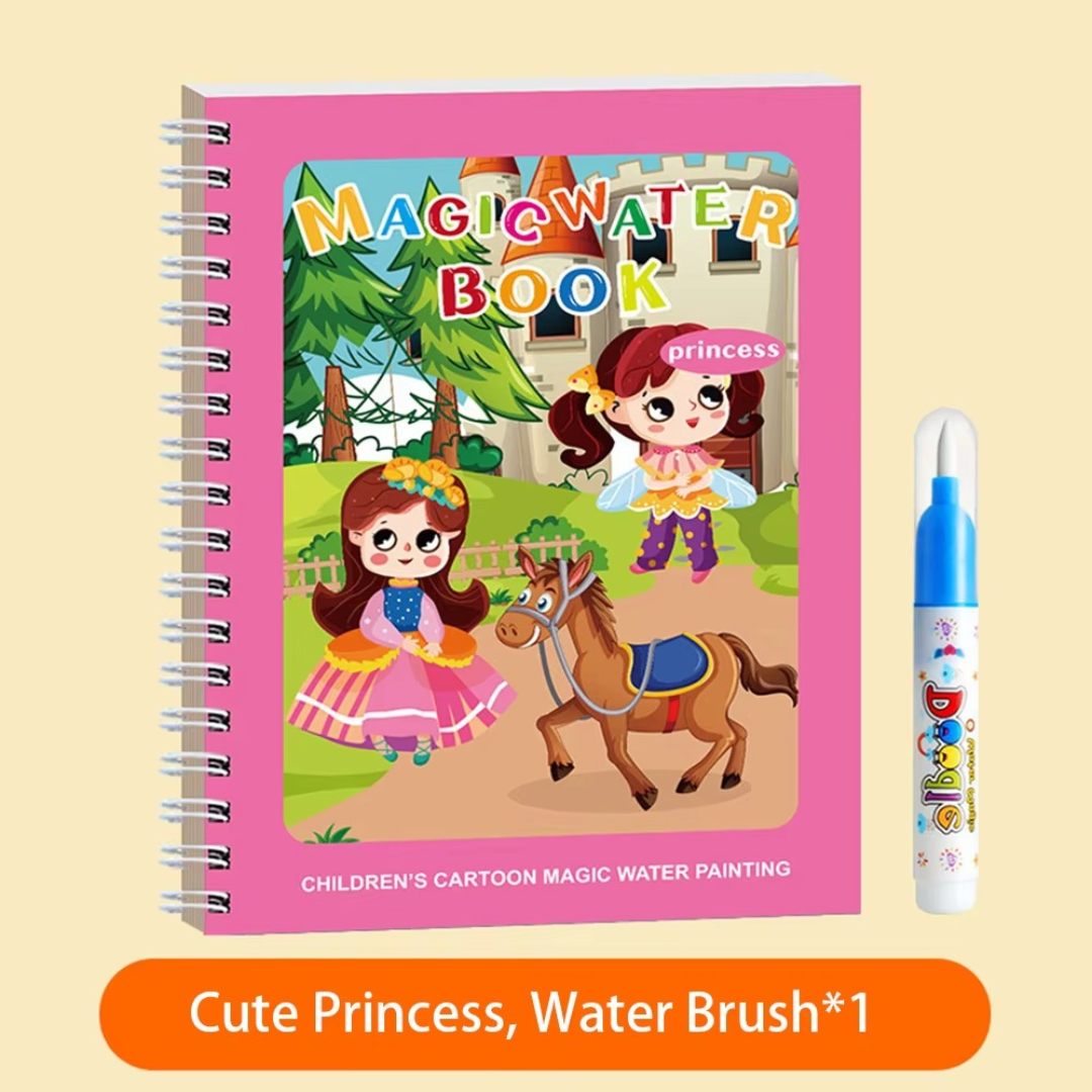 Magisches selbstlöschendes Wassermalbuch-Set für Kinder mit Wasserpinsel