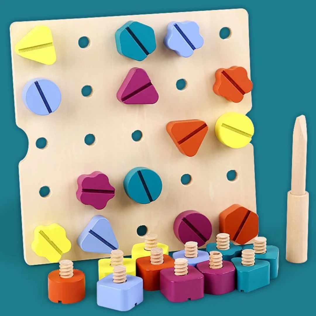 Montessori Schrauben- Holz- und Farbspielzeug
