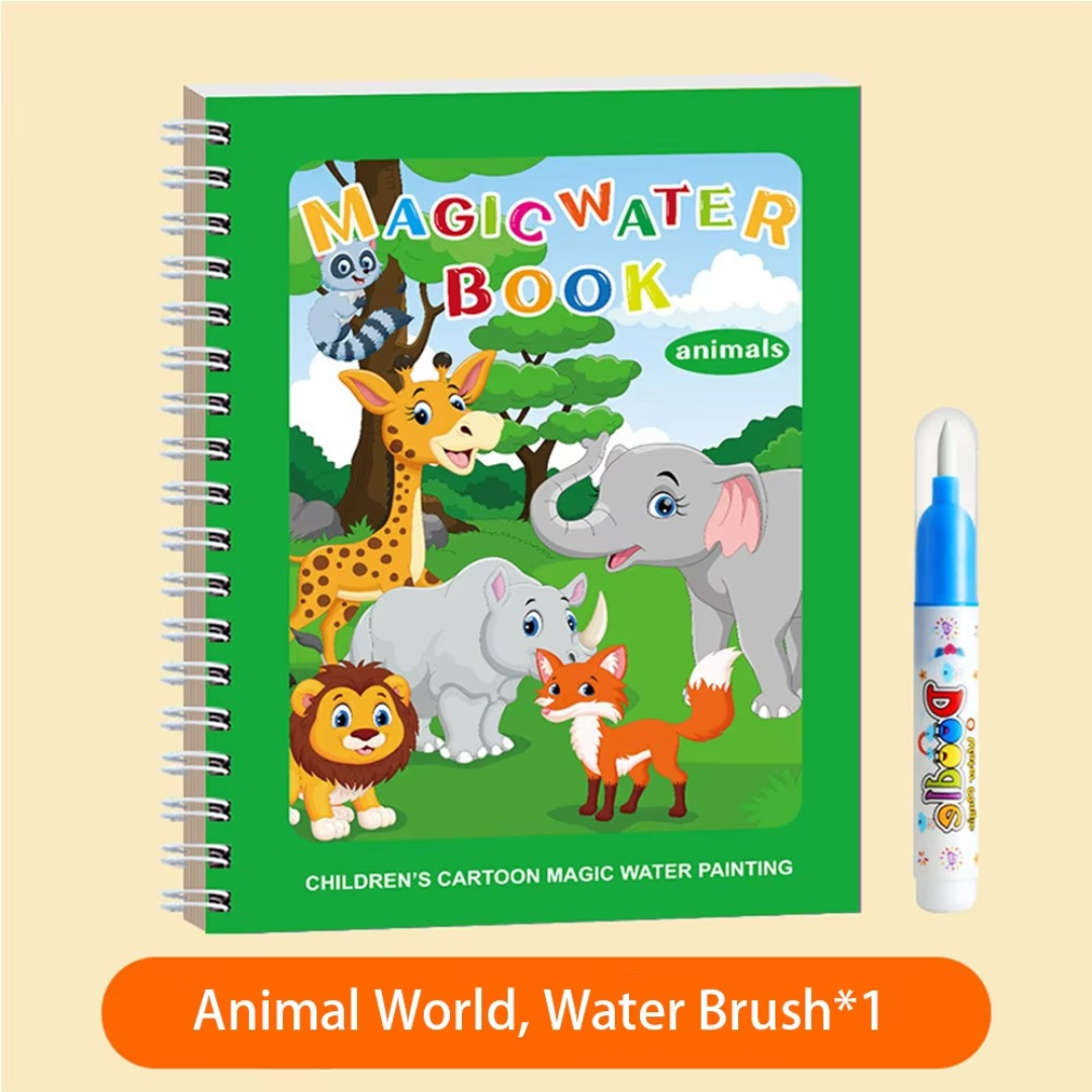 Magisches selbstlöschendes Wassermalbuch-Set für Kinder mit Wasserpinsel