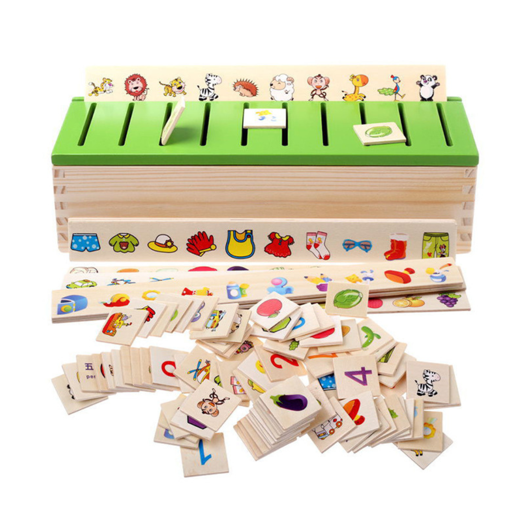 Montessori Holzbox zum Sortieren Lernen