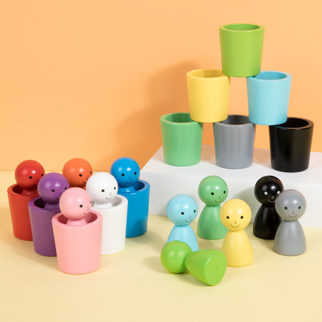 Montessori Farben Sortierbecher Lernspiel aus Holz