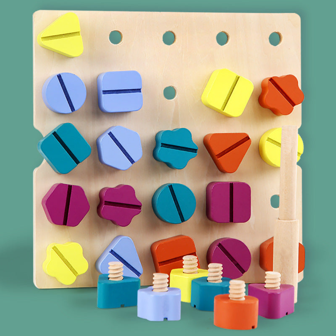 Montessori Schrauben- Holz- und Farbspielzeug