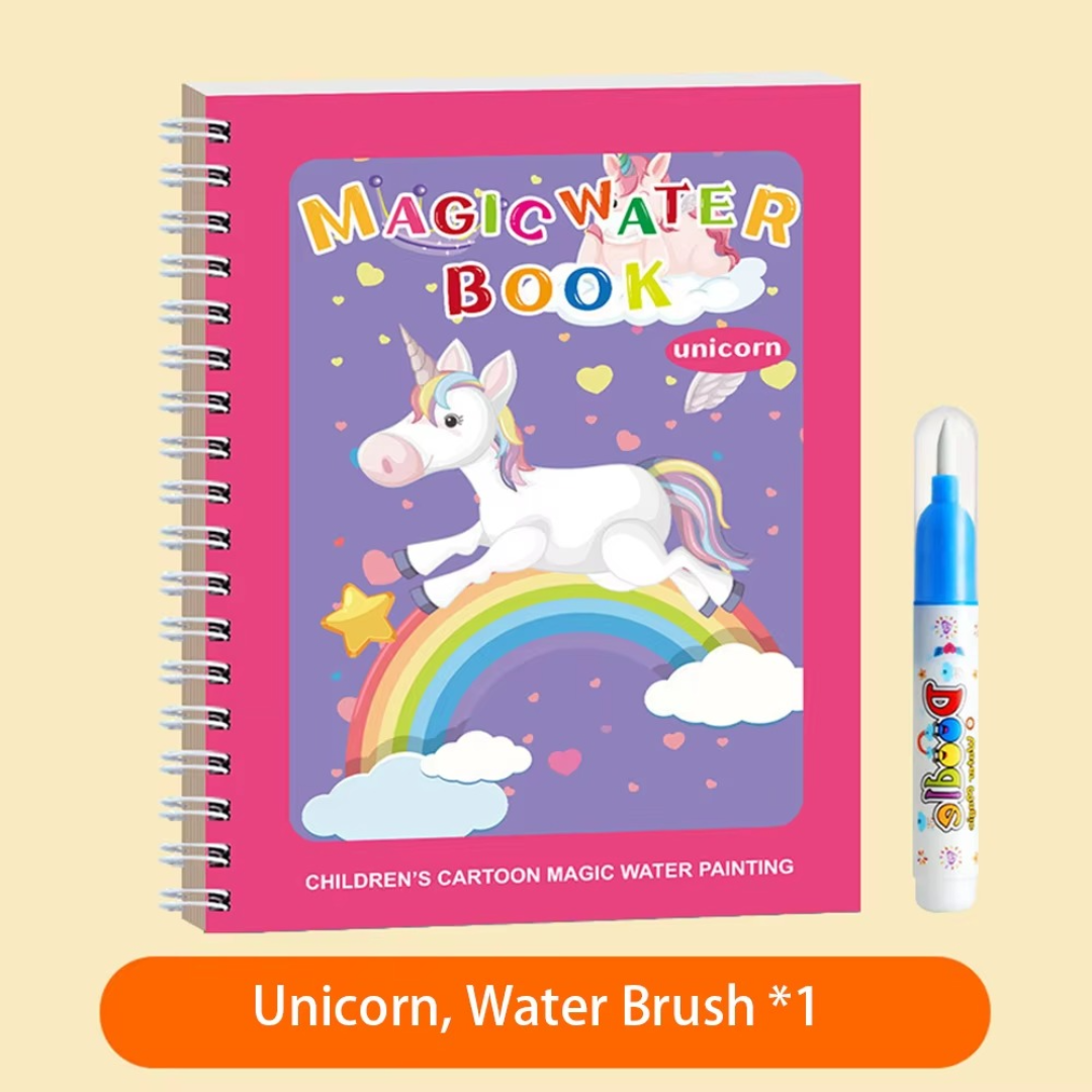 Magisches selbstlöschendes Wassermalbuch-Set für Kinder mit Wasserpinsel