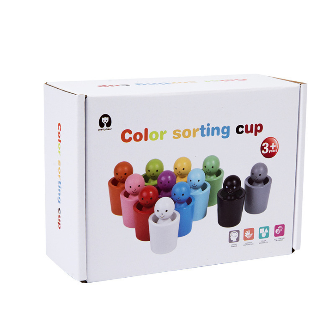 Montessori Farben Sortierbecher Lernspiel aus Holz