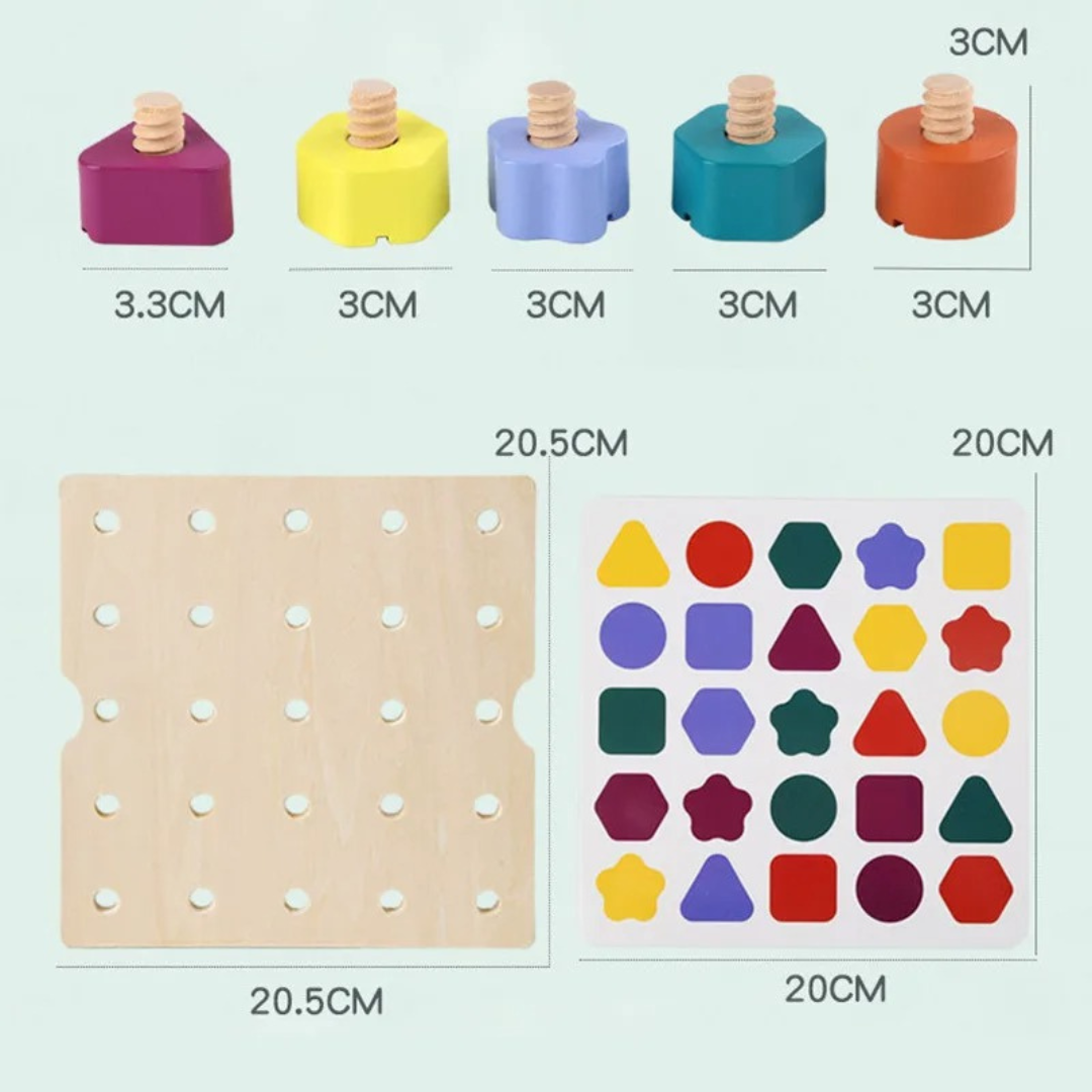 Montessori Schrauben- Holz- und Farbspielzeug
