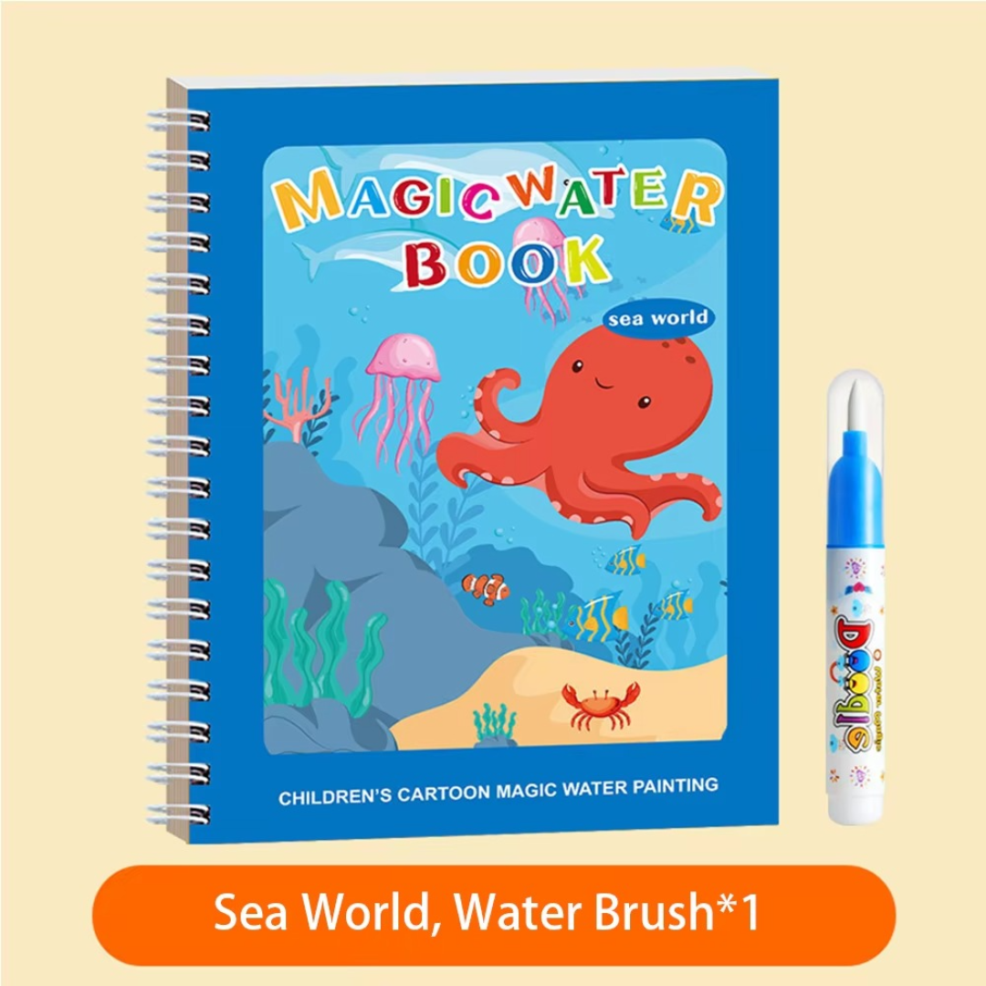 Magisches selbstlöschendes Wassermalbuch-Set für Kinder mit Wasserpinsel
