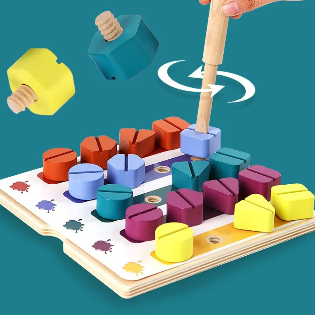 Montessori Schrauben- Holz- und Farbspielzeug