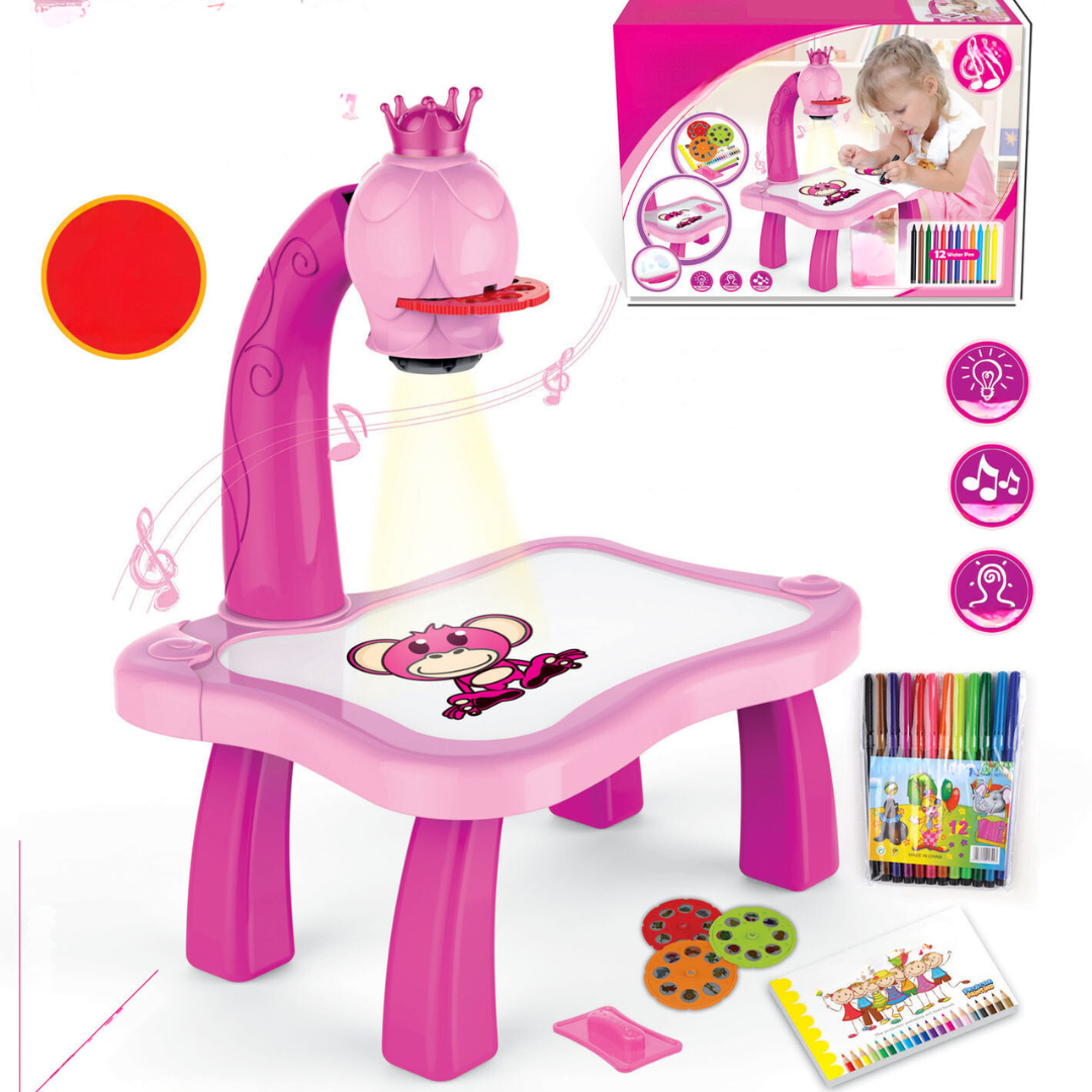 Kreativer Zeichentisch mit Beamer