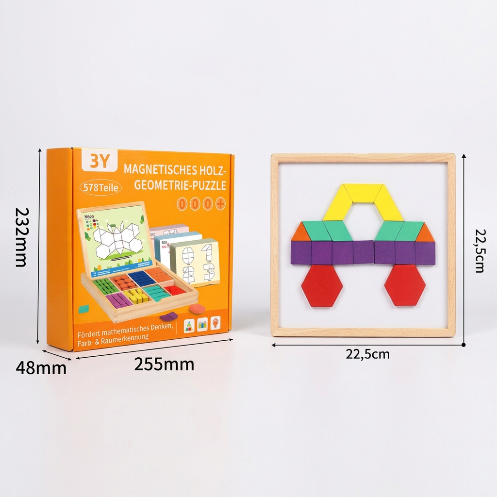 Magnetisches geometrisches Formenpuzzle aus Holz für Kinder