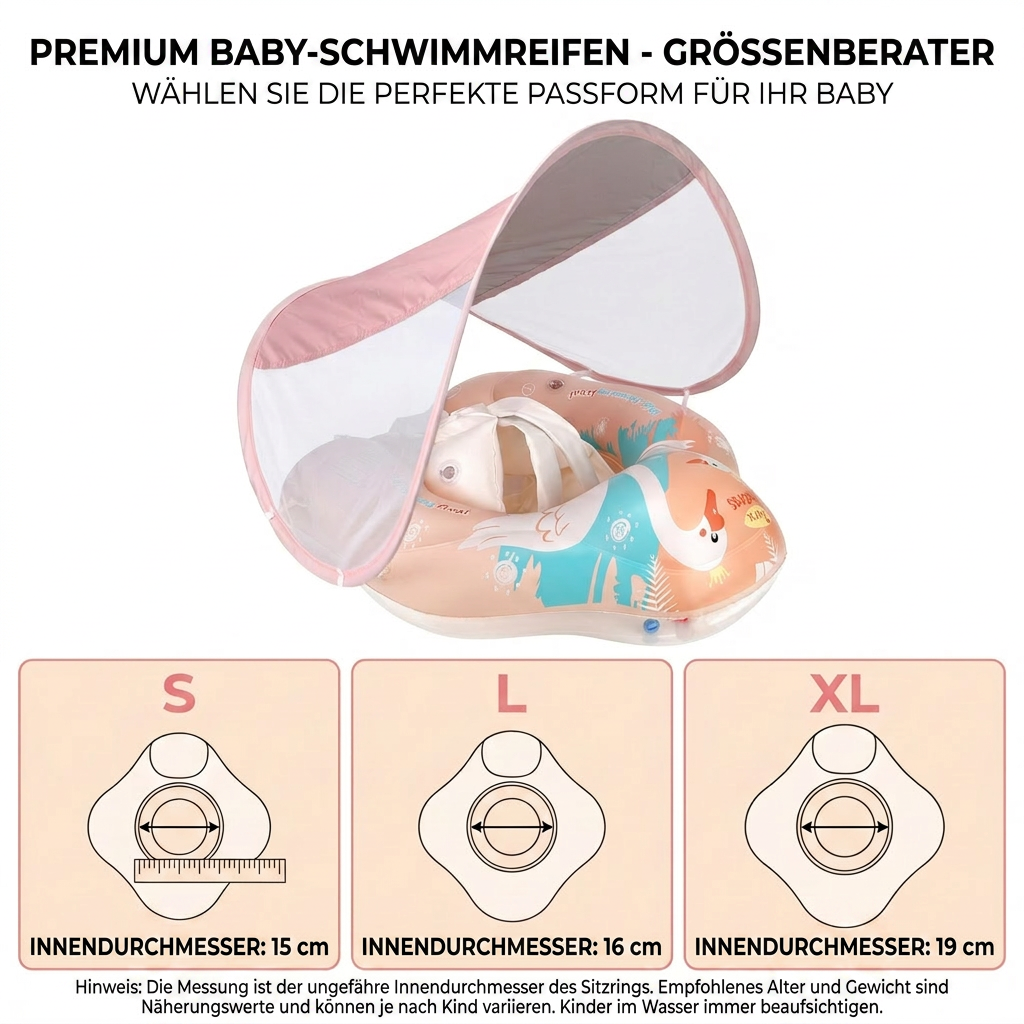 Schwan Baby-Schwimmring mit Sonnendach – Aufblasbarer Sitzring für sicheren Badespaß