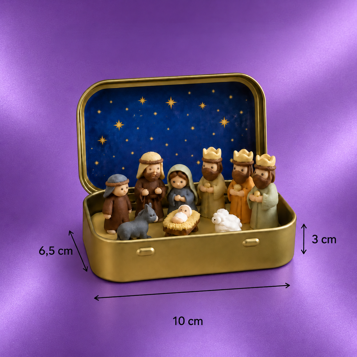 Mini-Weihnachtskrippe in einer Box – Handbemaltes Weihnachtsfiguren-Set