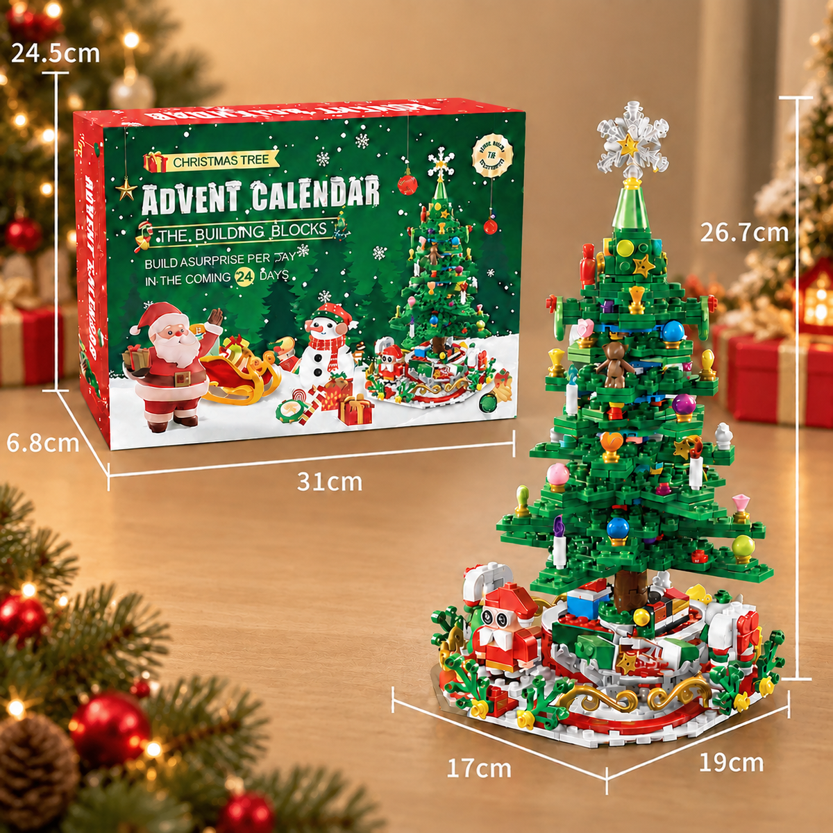 Weihnachtsbaum-Baustein-Adventskalender für Kinder