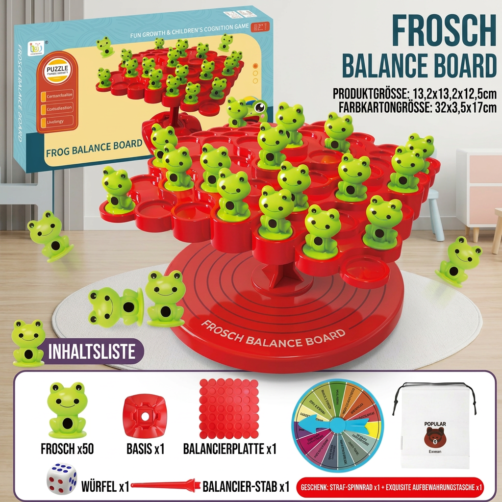 Frosch-Balancebrett – Geschicklichkeitsspiel für die ganze Familie