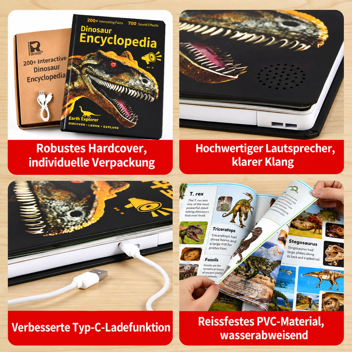 Interaktives sprechendes Dinosaurier-Enzyklopädie-Buch