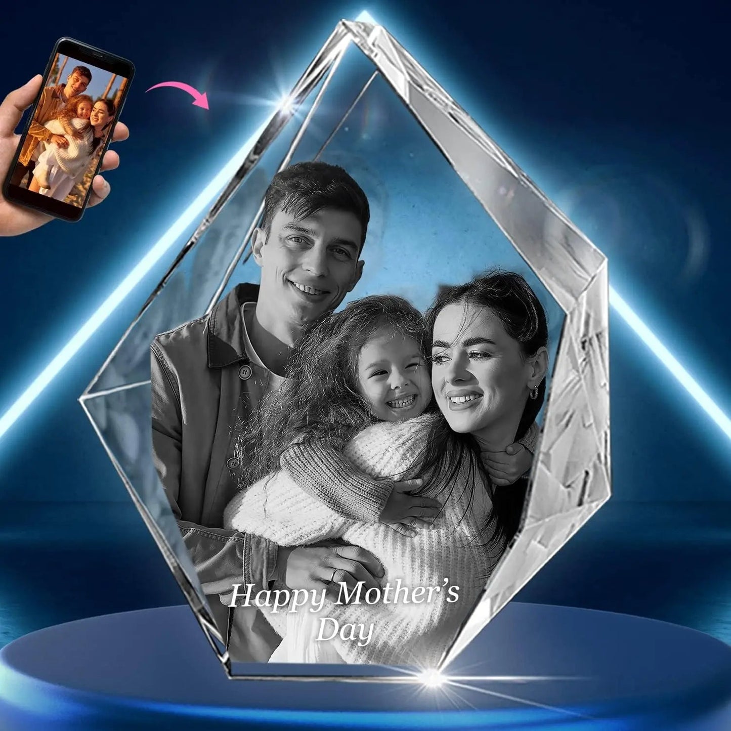 Personalisierte 2D/3D Edelsteinform Kristall Erinnerung mit Laser Gravur
