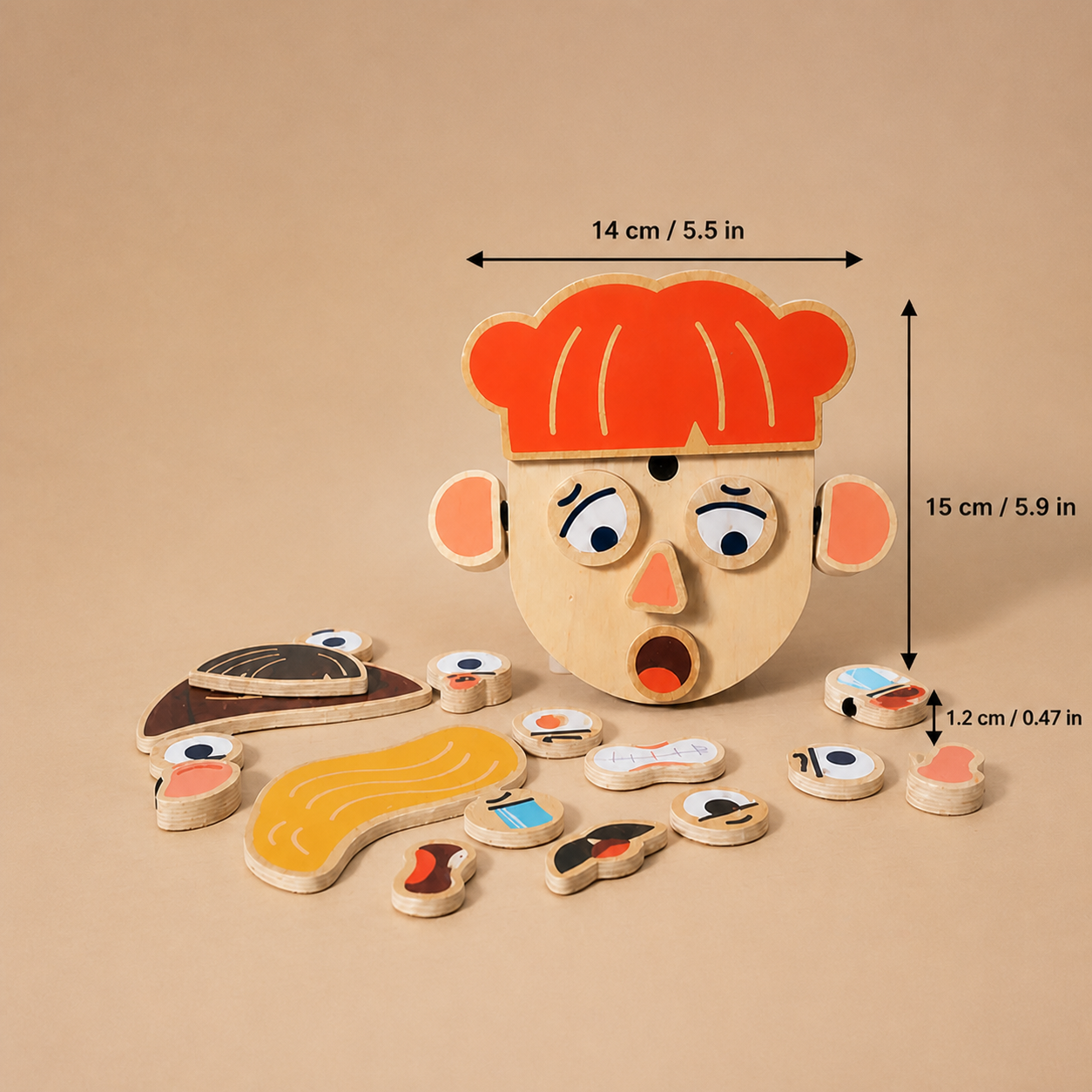 Holz-Lernspielzeug für Gesichtsausdrücke & Emotionen für Kinder