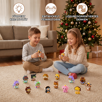 Niedlicher Tier-Baustein-Adventskalender für Kinder