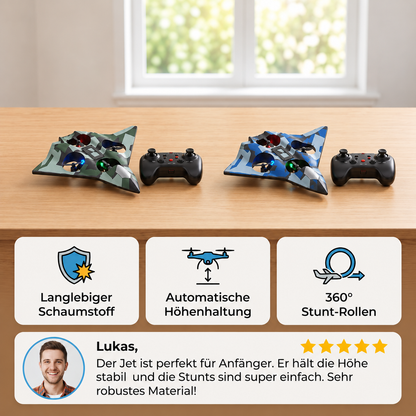 Robustes RC-Kampfflugzeug aus Schaumstoff mit Höhenhaltefunktion & 360°-Stuntrollen