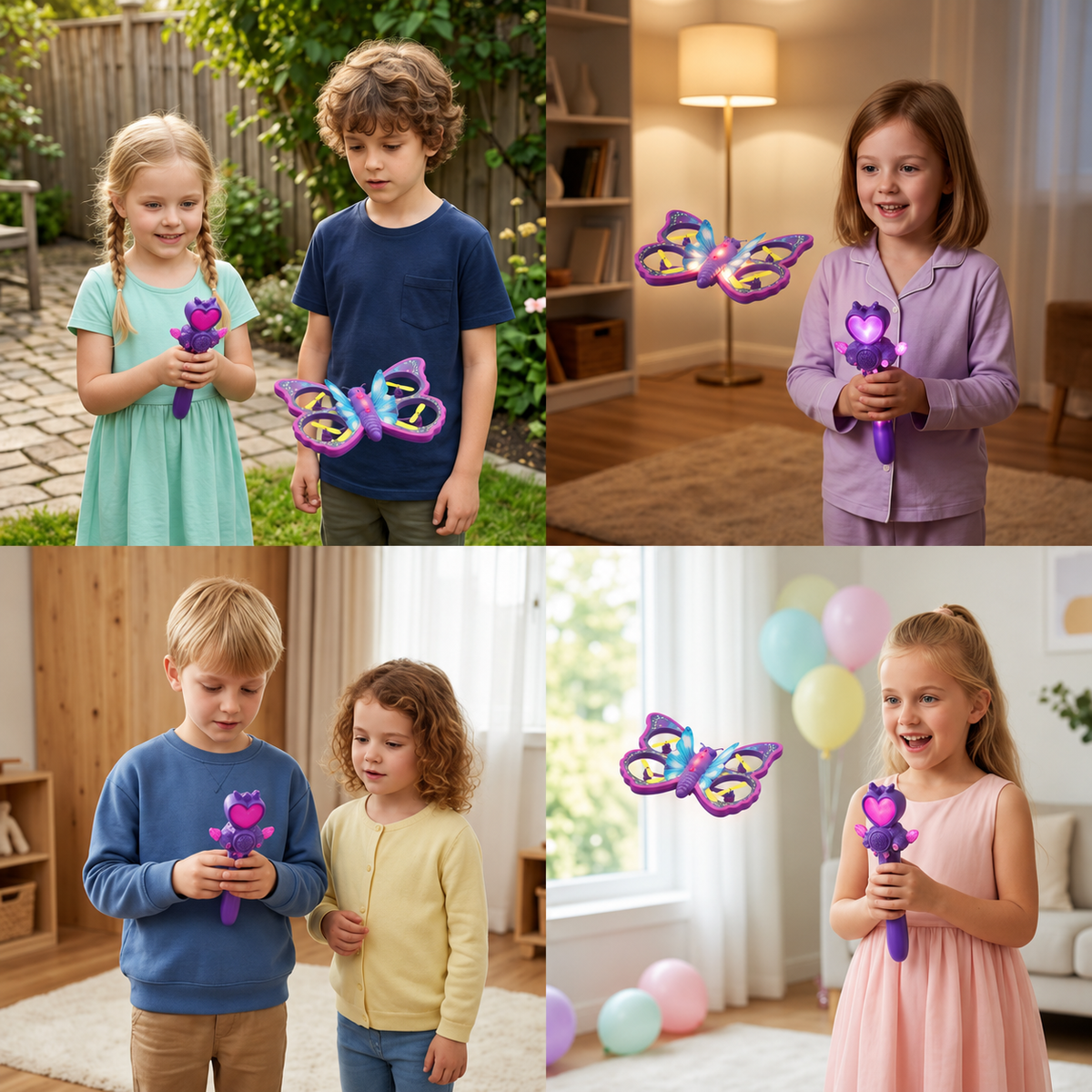 Magisches leuchtendes Schmetterlings-Quadcopter-Spielzeug mit Zauberstab-Steuerung