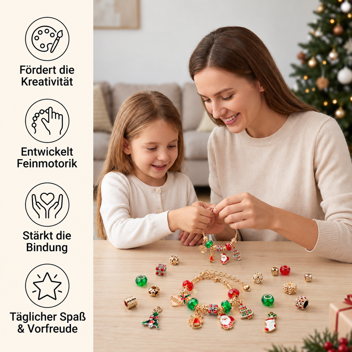24-Tage-Weihnachtsarmband-Adventskalender – DIY-Schmuckset für Mädchen