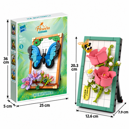 DIY-3D-Naturrahmen-Bausteinset – Blumen & Insekten