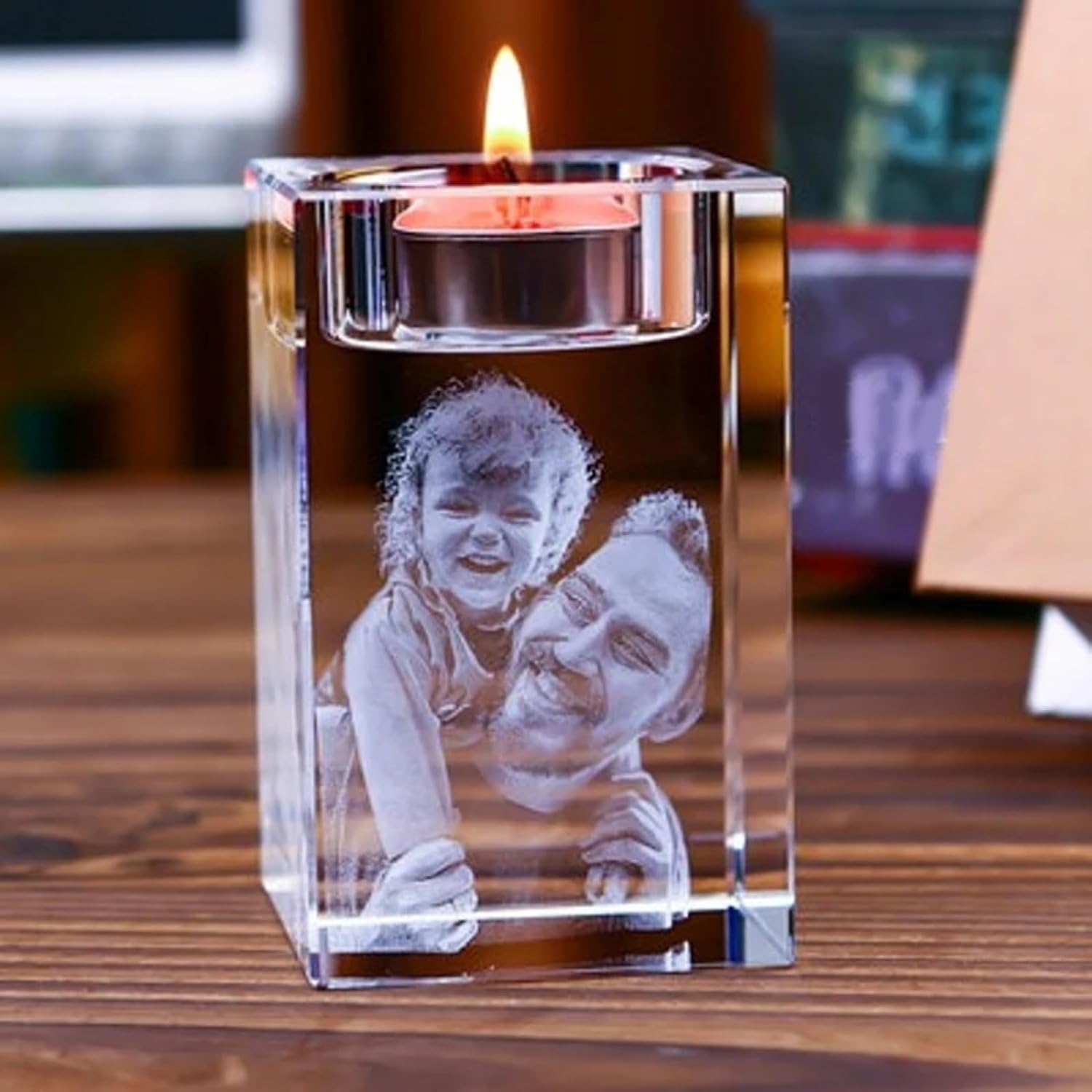 LED Kristall Glasblock Mit 3D-Lasergravur – Bayern-Motiv | Stimmungslicht & Deko-Geschenk Mit Farbwechsel-LED Sockel | 8x5x5 Cm