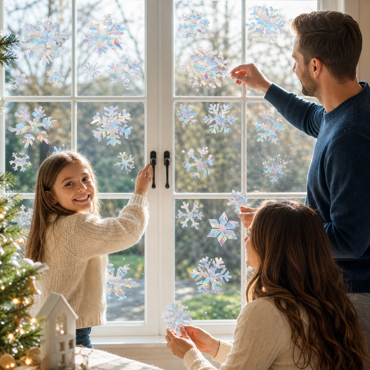 Wiederverwendbare Schneeflocken-Sonnenfänger-Fenstersticker