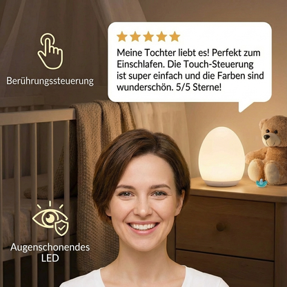 Ei-förmiges LED Nachtlicht aus Silikon – Touch-Dimmbar