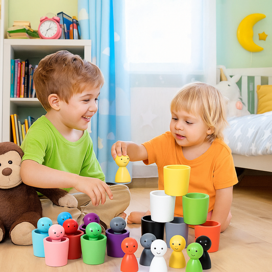 Montessori Farben Sortierbecher Lernspiel aus Holz