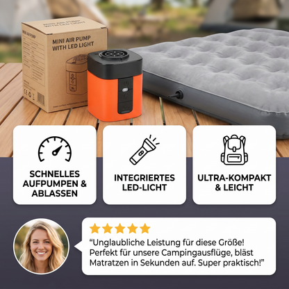 Tragbare Mini-Luftpumpe mit LED-Licht – schnelles Aufpumpen und Ablassen