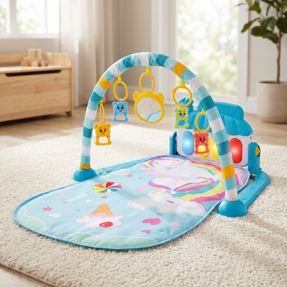 Baby Musik-Spielbogen mit Piano – Interaktive Sensorik Krabbeldecke für 0-24 Monate