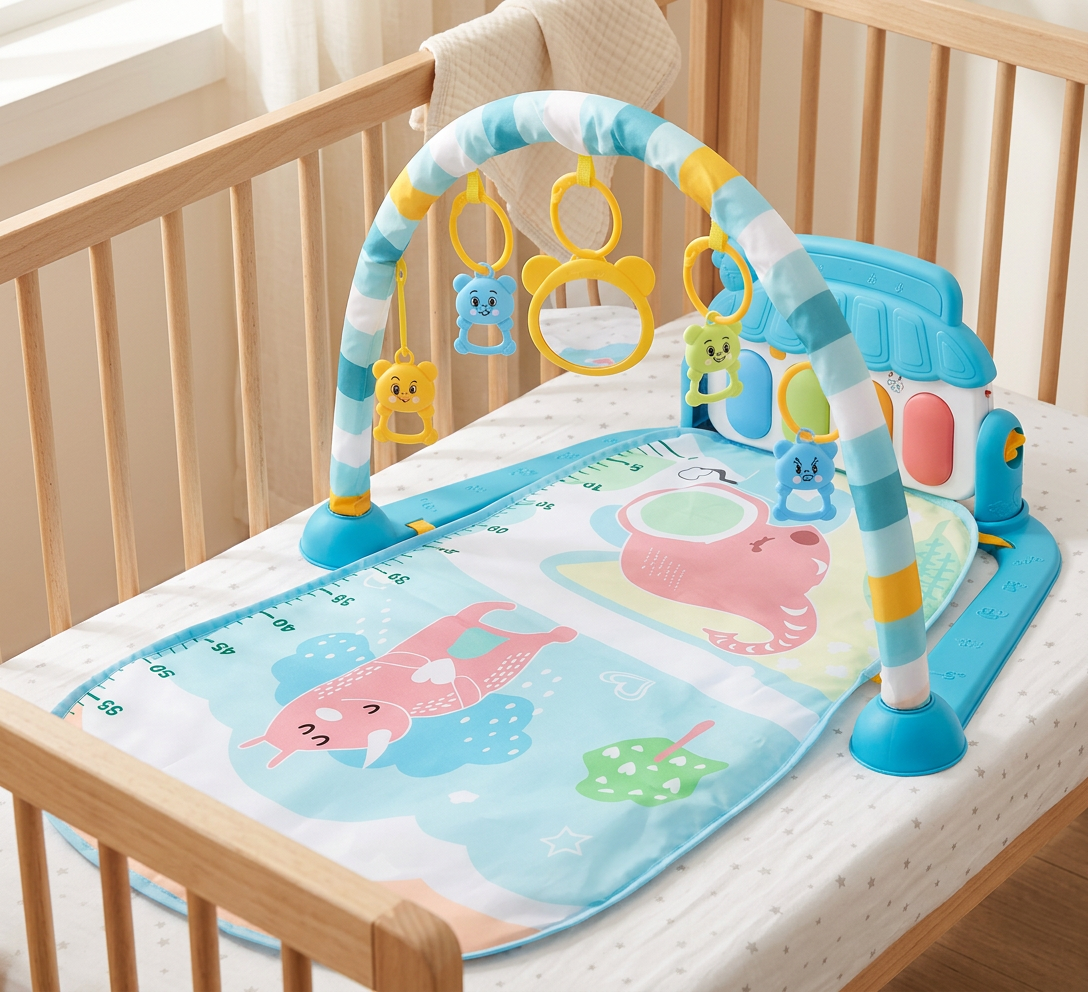 Baby Musik-Spielbogen mit Piano – Interaktive Sensorik Krabbeldecke für 0-24 Monate