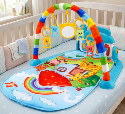 Baby Musik-Spielbogen mit Piano – Interaktive Sensorik Krabbeldecke für 0-24 Monate