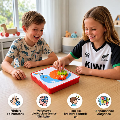 Kreative Zahnrad-Puzzle-Reisebox mit Aktivitätskarten für Kinder