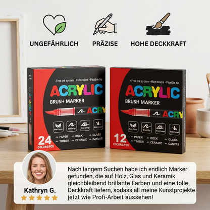 Acryl-Farbmarker-Set mit Doppelspitze – Fein- & Pinselspitze
